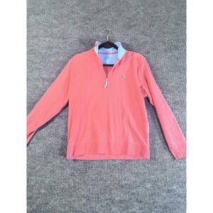 Vineyard Vines Pink Knit Pima Cotton Pullover Sweater Mock Neck 1/4 Zip S